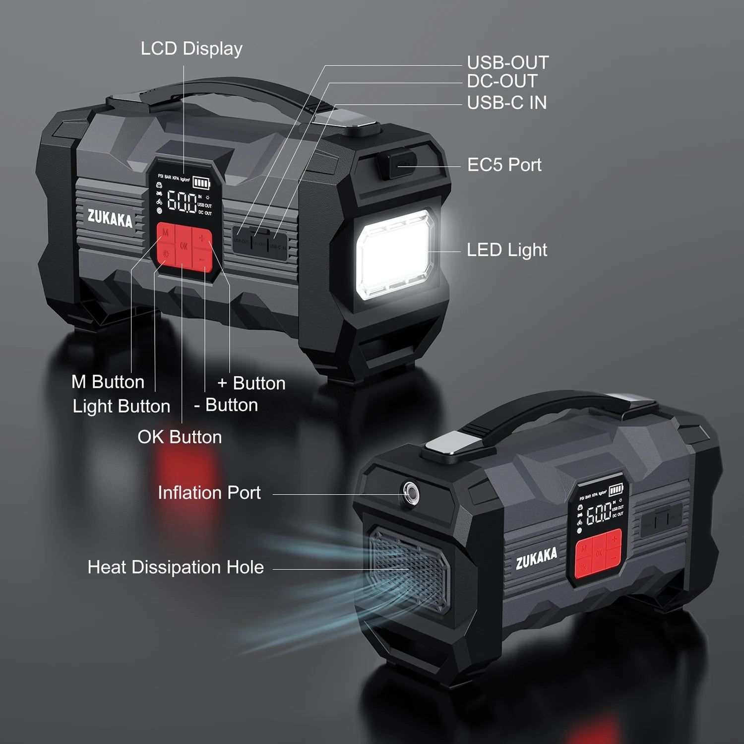 Car Jump Starter Power Bank Air Compressor Inflator Pump 4000A Portable Power Station Car Battery Charger Booster