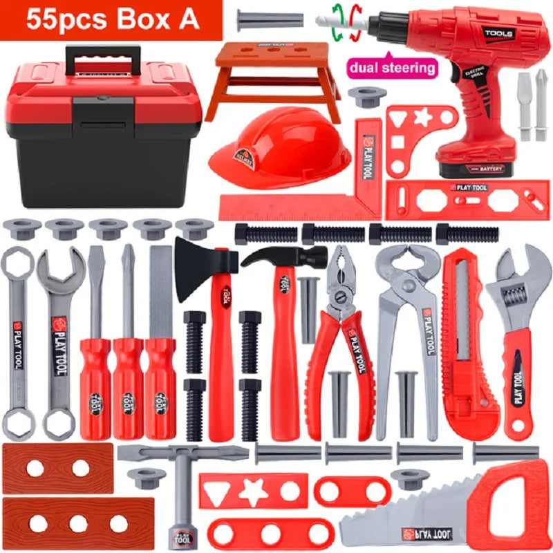 Toolbox Kit Educational Toys Simulation Repair Tools Toys Drill Plastic Game Learning Engineering Puzzle Toys Gifts For Boy