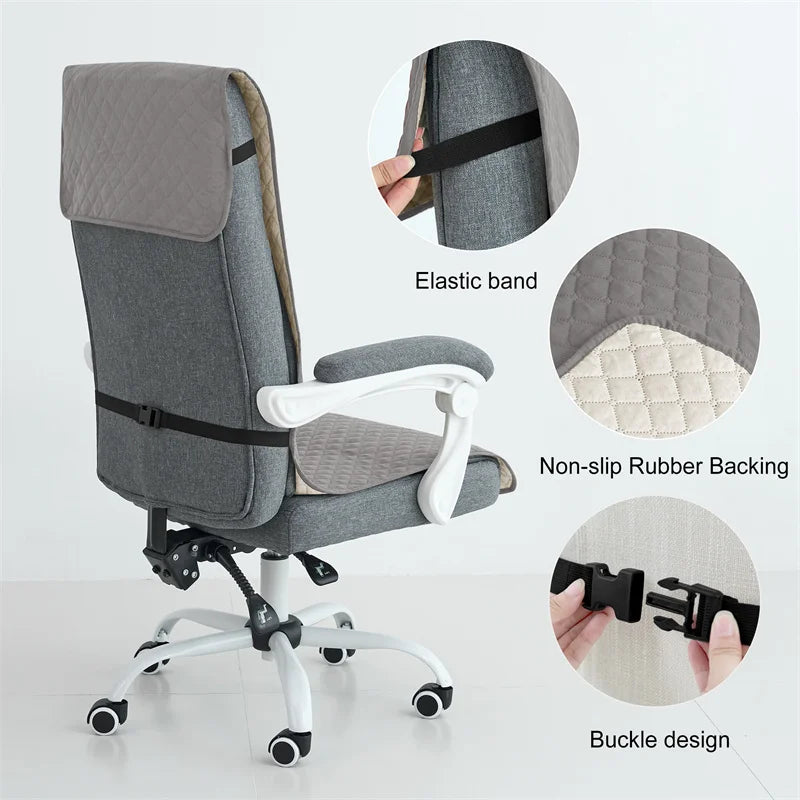 Office Chair Cover Anti-slip Long Boss Office Chairs Pad 1piece with Elastic Strap Swivel Computer Dust Armchair Slipcover