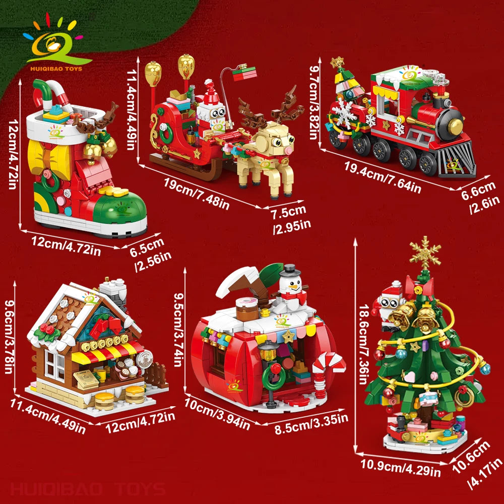Christmas Tree Gingerbread Cafe Model Building Block DIY Elk Snowman Train Bricks Ornament Toys for  Adult Gift
