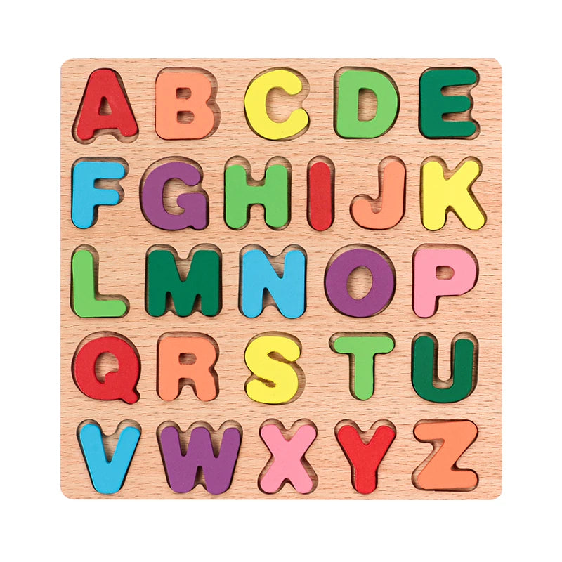 Wooden Alphabet and Number Learning Puzzle Board
