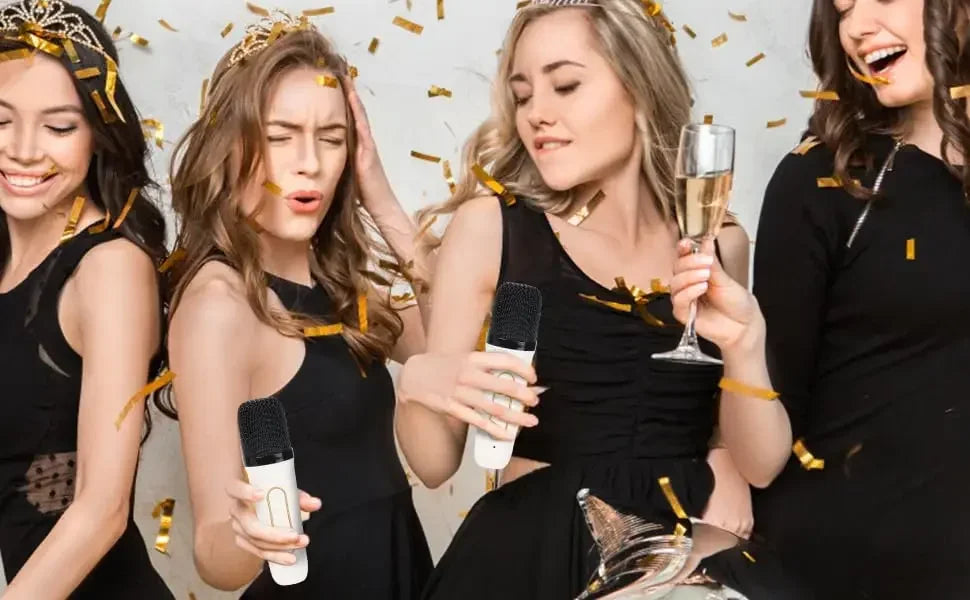 High Power Karaoke Bluetooth Speaker with Dual Microphone Boombox Portable 360 Stereo Surround Waterproof Wireless Subwoofer