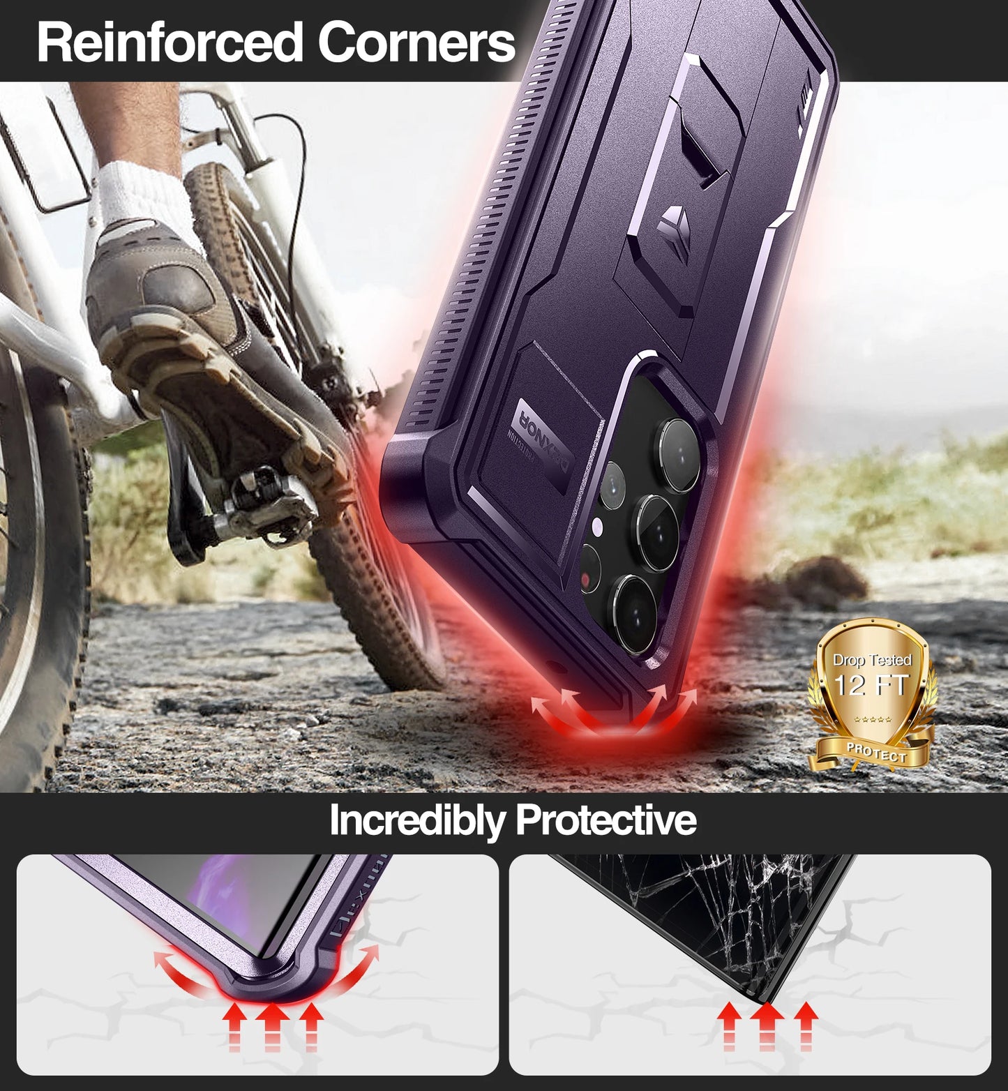 for Samsung Galaxy S23 Ultra Case Full Body Heavy Duty Military Grade Protection Built-in Screen Protector and Kickstand