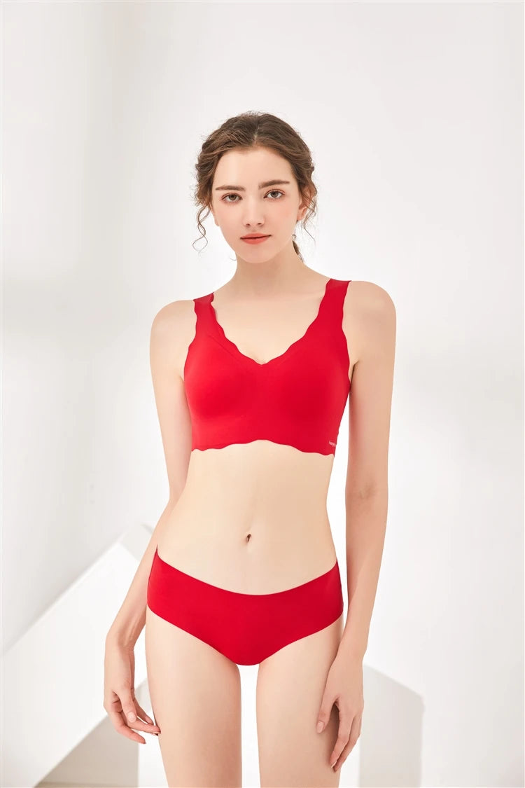 Women’s 2-Piece Seamless Bra & Panties Set – Soft, Wire-Free,