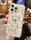 Transparent Clear MagSafe Magnetic Floral Flower Case for iPhone 16 14 15 Pro Max 15 Plus – Wireless Charging Shockproof Cover