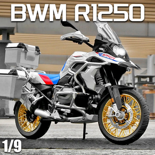 1:9 R1250GS ADV Alloy Die Cast Motorcycle Model Toy Vehicle Collection Sound and Light Off Road Autocycle Toys Car