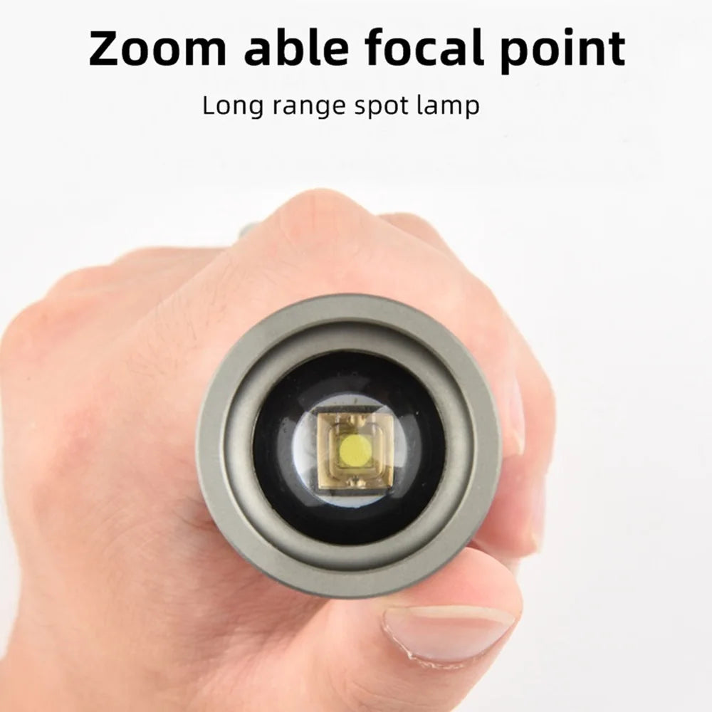 12W Zoom Rechargeable LED Flashlight With Red Green Blue And White Light