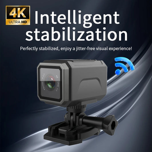4K Ultra HD WiFi Mini Action Camera Wearable Helmet Bicycle Motorcycle Sports Camera with Wide Angle Lens and Built In Mic