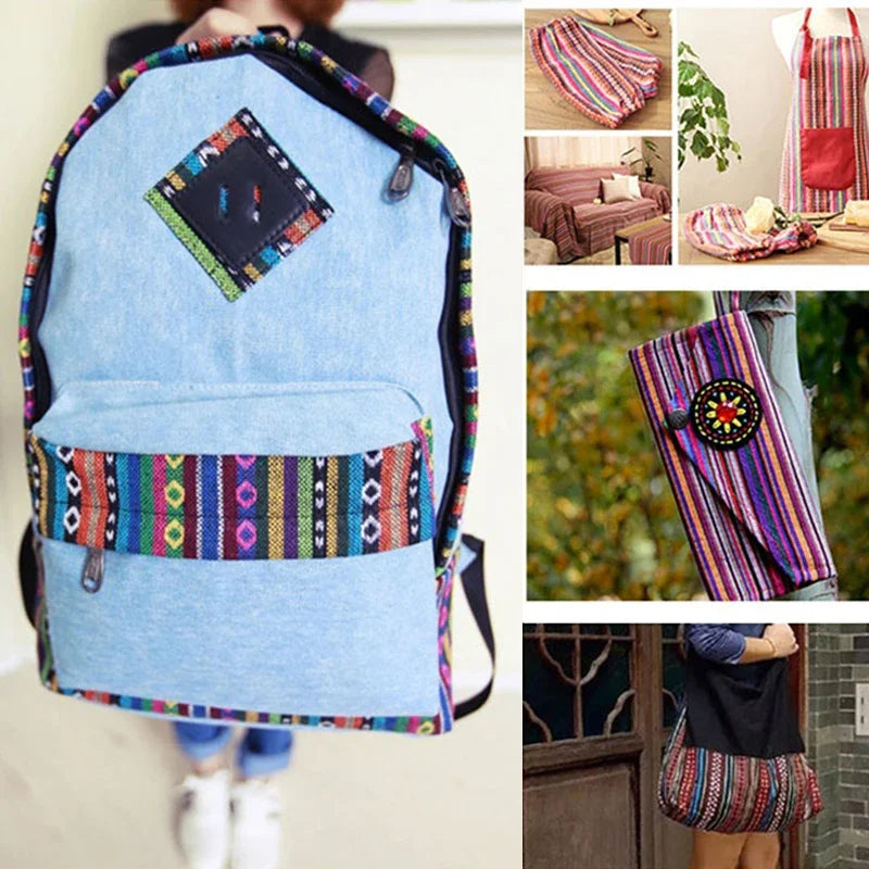 Thicken Cotton Linen Fabric, Ethnic Fabric, Polyester Printed Cloth, Pillow, Curtain Decorative Cloth, DIY Handmade, 20Colors