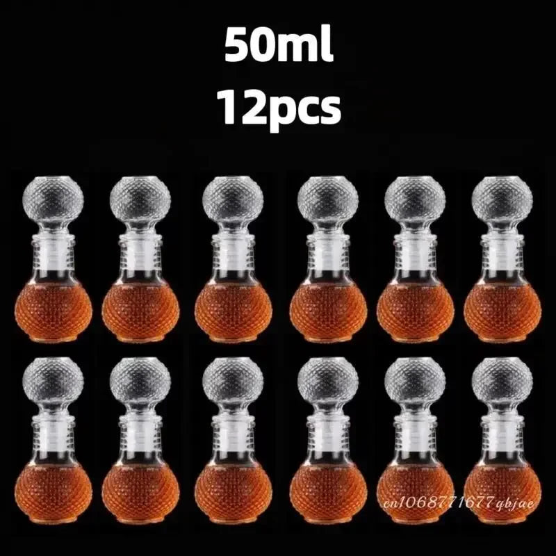50ml 100ml 6pcs 12pcs Whisky Glass Liquor Bottle French Carved For Alcohol Wedding Gifts Wine Mini Container Storage Favour Set