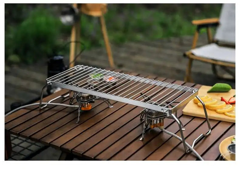 Outdoor Folding Stand Stainless Steel Stove Head Holder Grill Picnic Barbecue Cooking Table