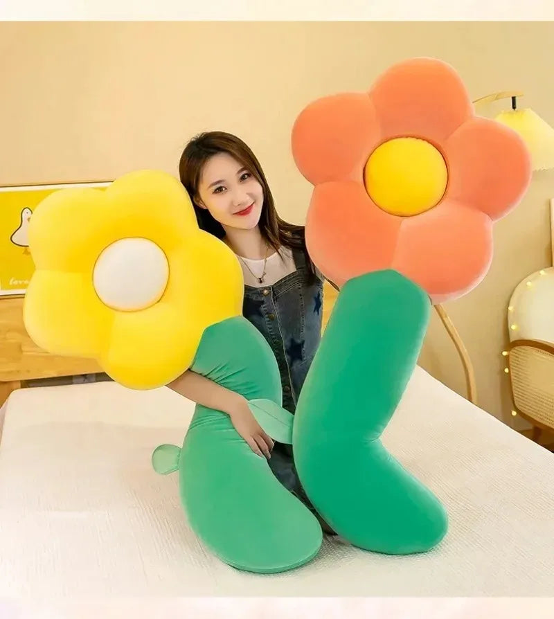 Long Sunflower Plush Body Pillow Cute Large Flower Stuffed Cushion Sofa Decorative Stuffed Body PillowBed Sleeping Back Cushion