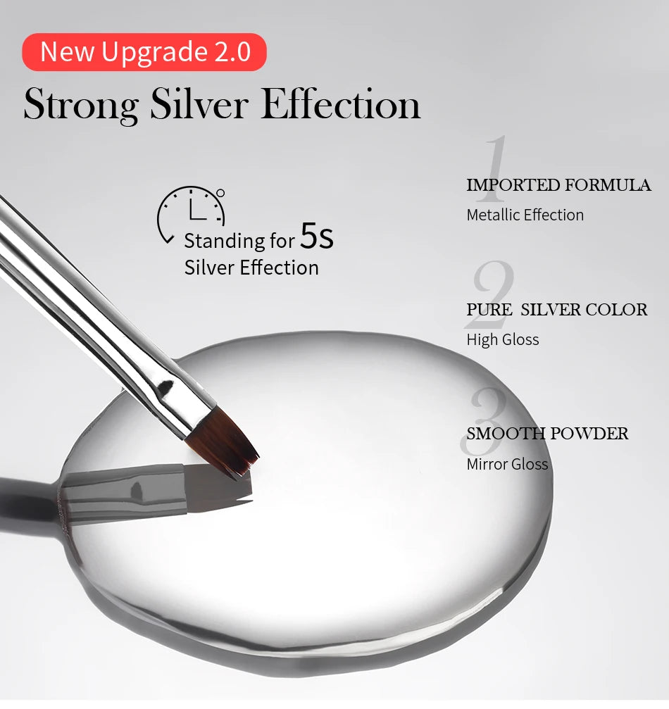 5ml Metallic Painting Gel Polish Strong Silver Effection Nail Art Soak Off Gel Nail Polish Silver Mirror Gel