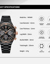 Casual Fashion Waterproof Luminous 24 Hours Date Display Stainless Steel Strap Wristwatch