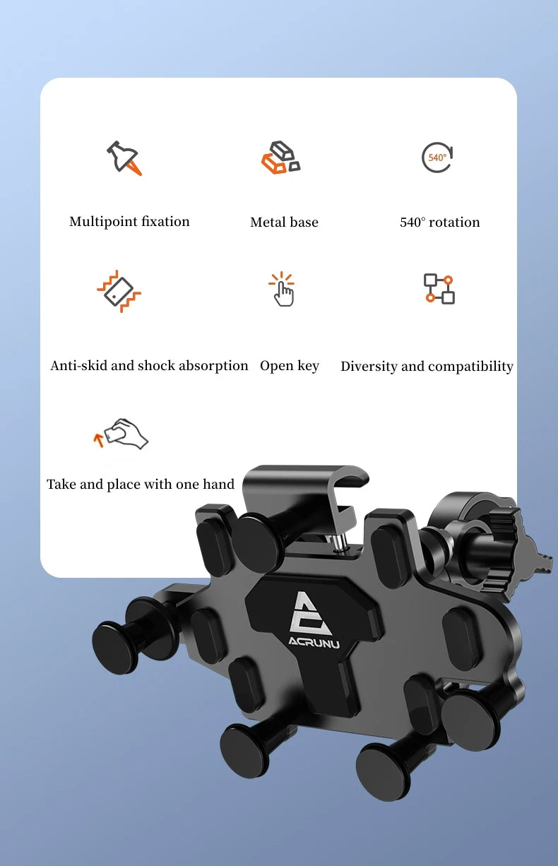 Motorcycle Phone Stand Aluminum Bike Mobile Phone Holder Cellphone Holder For Motorcycle Universal Phone Stand 540°Adjustable