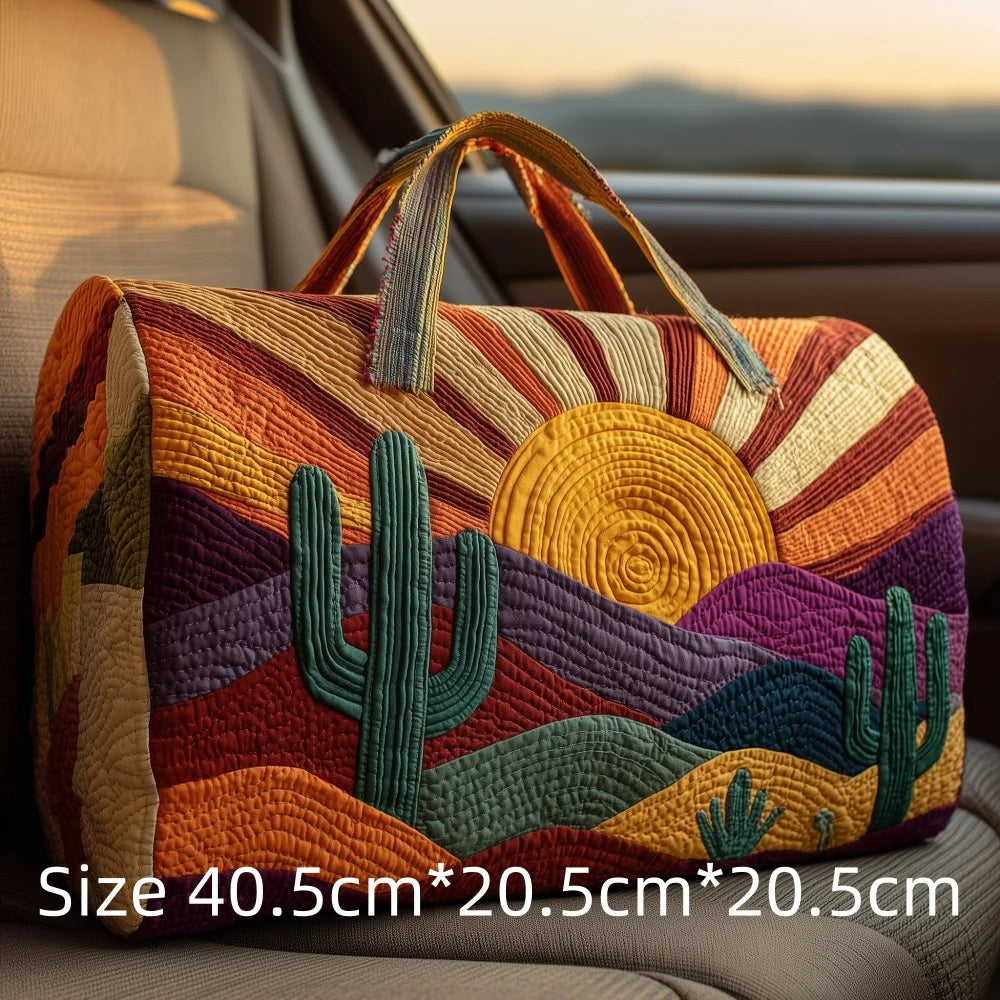 Hot Sale 3D Quilted Bag for Women Colorful Sun Pattern Travel Tote Bag Desert Cactus Forest Print Weekender Overnight Beach Bag