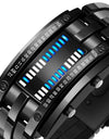 Business Men Stainless Steel Blue Binary Luminous LED Electronic Watch Displays Waterproof Fashion Women Led Watch