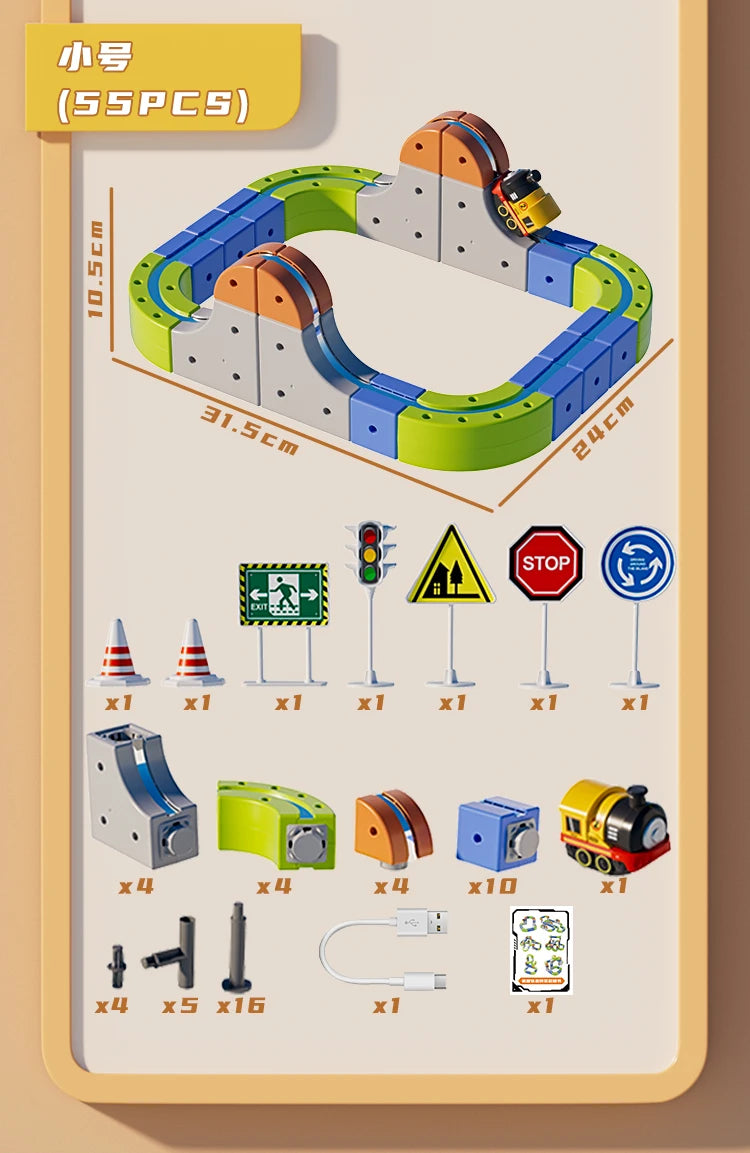 Versatile megnetic Attraction megnetic Block Track Electric Small Train megnetic Car Car Railtrack Set Toy  Gifts