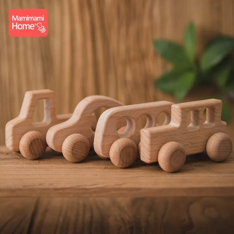 Wooden Baby Dragging Stars Moon Surround Car Beech Baby Toys Car Montessori Toys Hand Coordination Toy Handmade Decoration Gifts