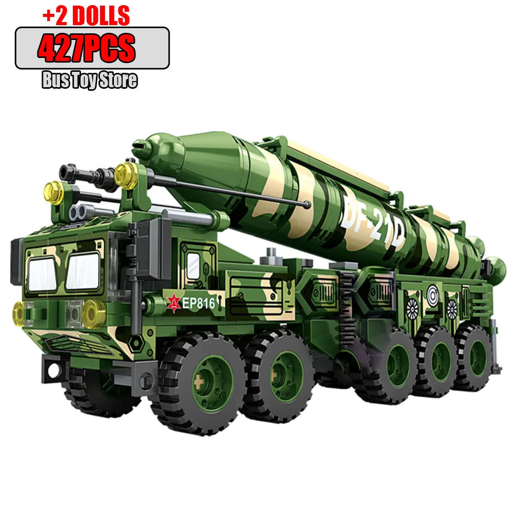 WW2 Military Dongfeng 21 Missile Transportation Car Model Weapons Series Military Leopard II 99A Tank World War II DIY Toys Gift