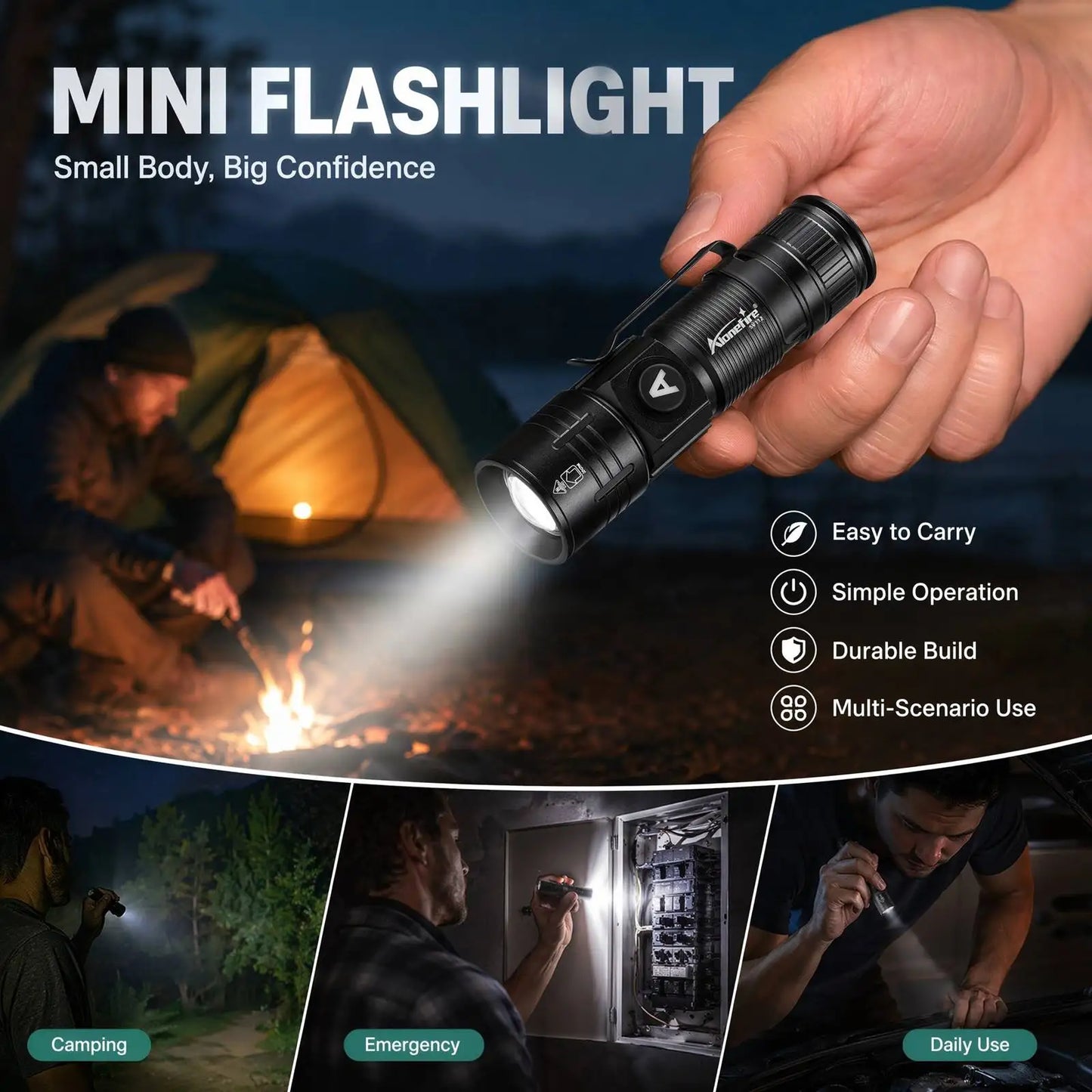 5W Zoomable Rechargeable LED Flashlight