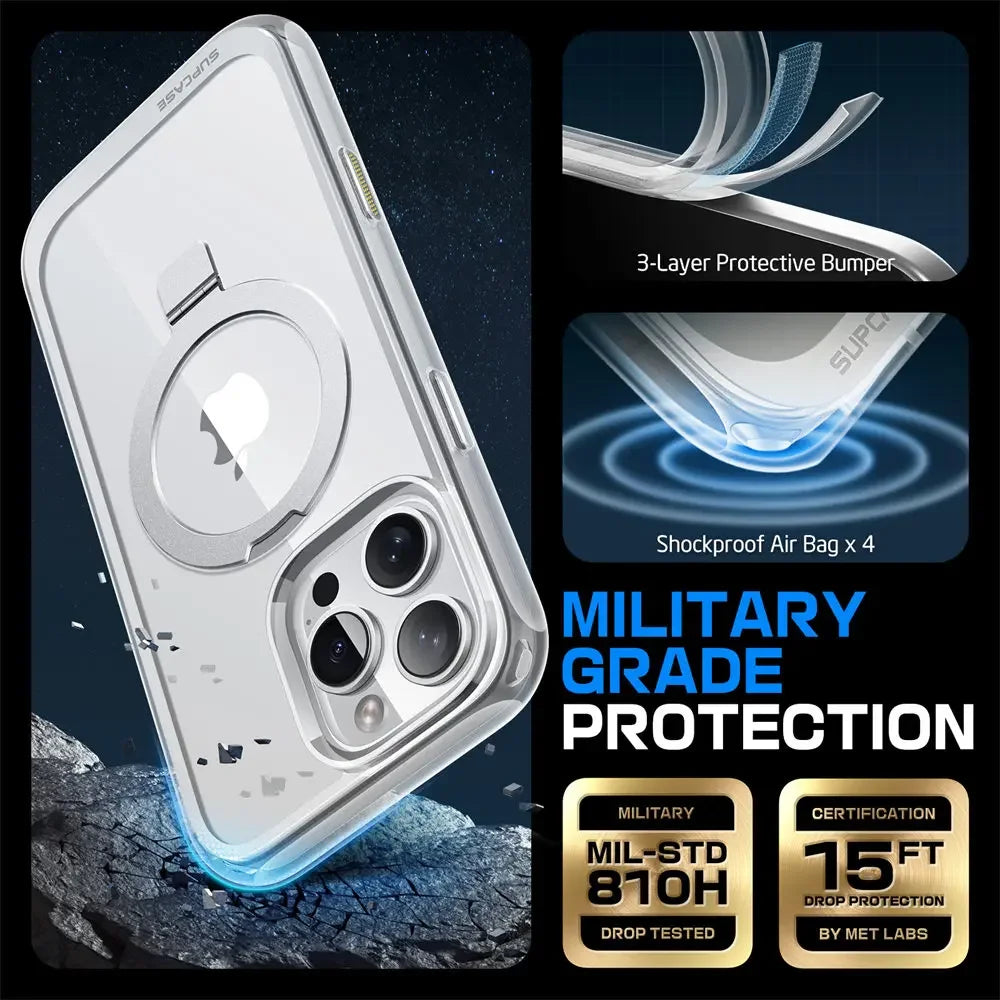 For iPhone 16 Pro Max Case with Camera Control Capture Button UB Mag Stand Series Slim Clear  MagSafe Phone Case