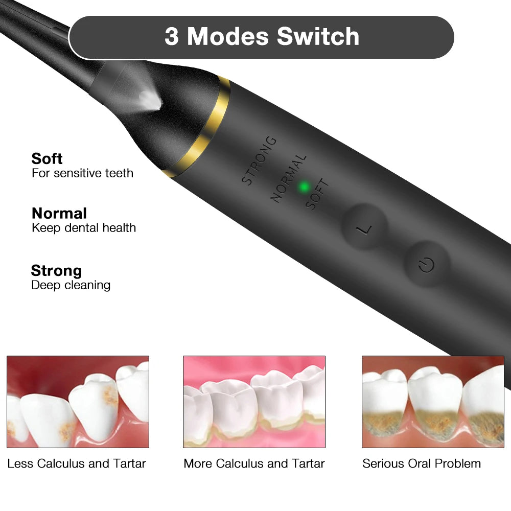 Electric Ultrasonic Dental Cleaner Teeth Plaque Calculus Tobacco Stains Tartar Remover Teeth Whitening Cleaning Kit Oral Care