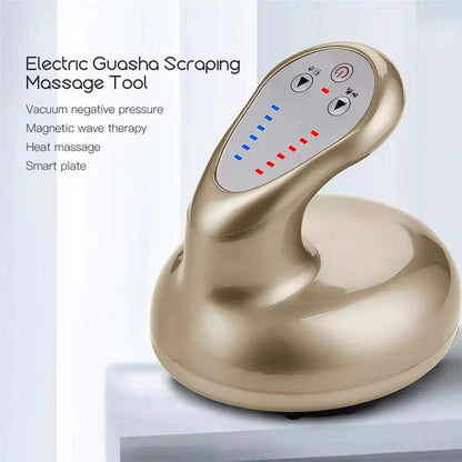 Cordless Electric Guasha Massager Hot Compress Scraping Device Negative Pressure Detox Magnetic Wave Cupping Weight Loss