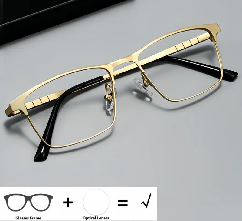 Mens Pure Titanium Blue Light Blocking Progressive Prescription Glasses