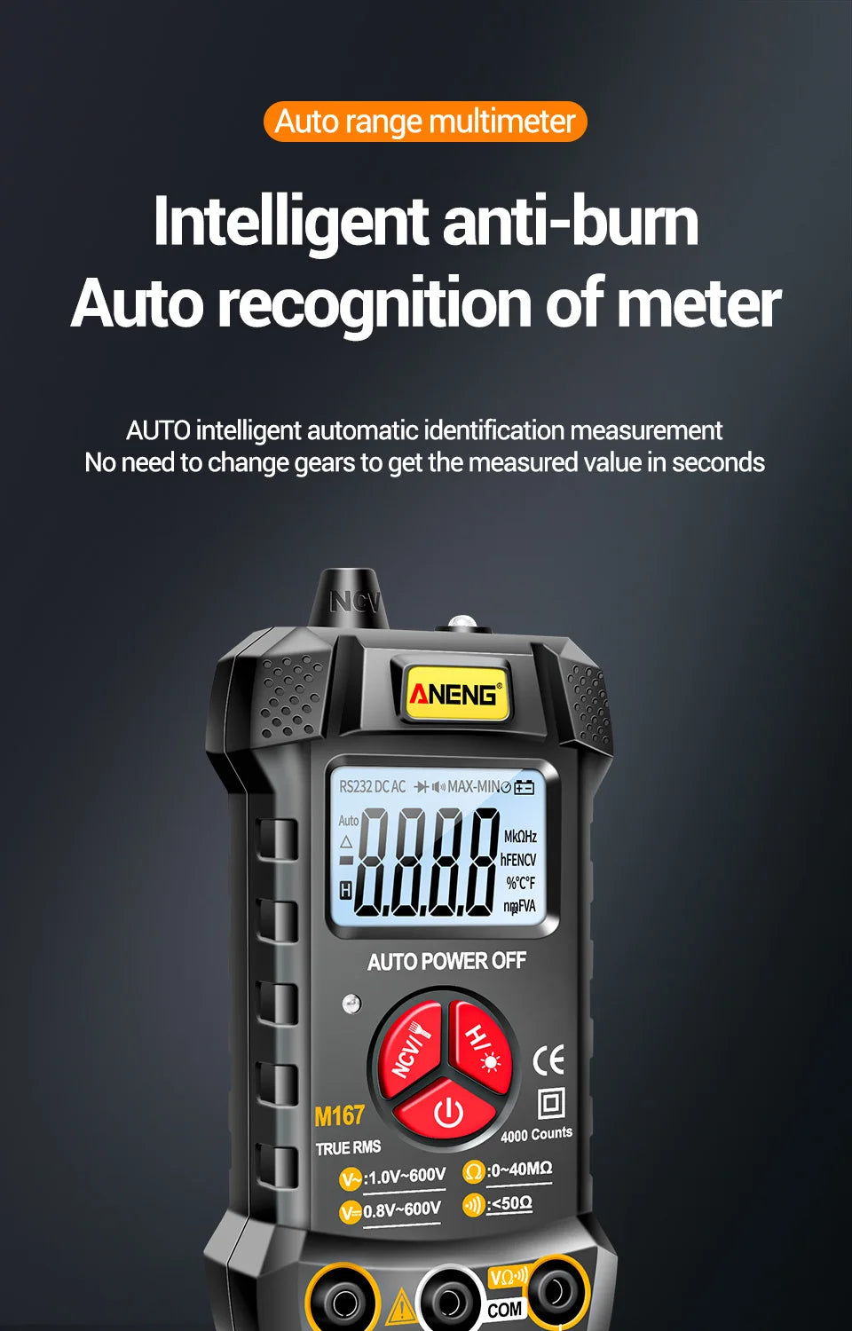 Digital Mini Multimeter Professional 4000 Counts AC/DC Electrical Instruments Tester Auto Range Meter Multimetro Tool