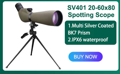 SV401 20-60x80 Spotting Scope BK7 Silver + MC Prism IPX6 Waterproof spyglass with Tripod Camping Equipment