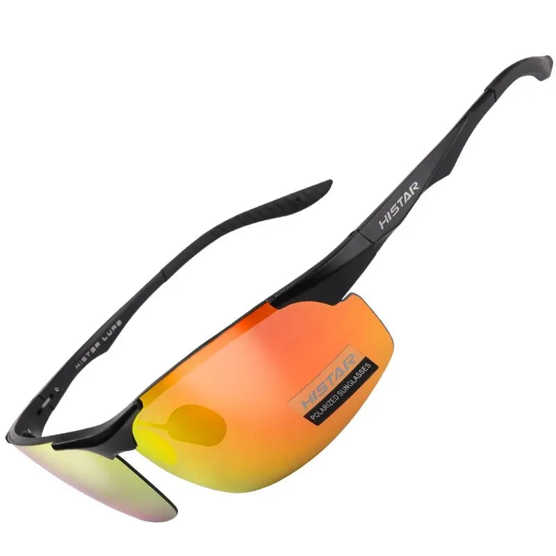 HISTAR Polarized Sunglasses Anti-UV HD Vision Anti-Glear AL-M Alloy Frame Rubber Nose PAD Hot Selling Fishing Glasses