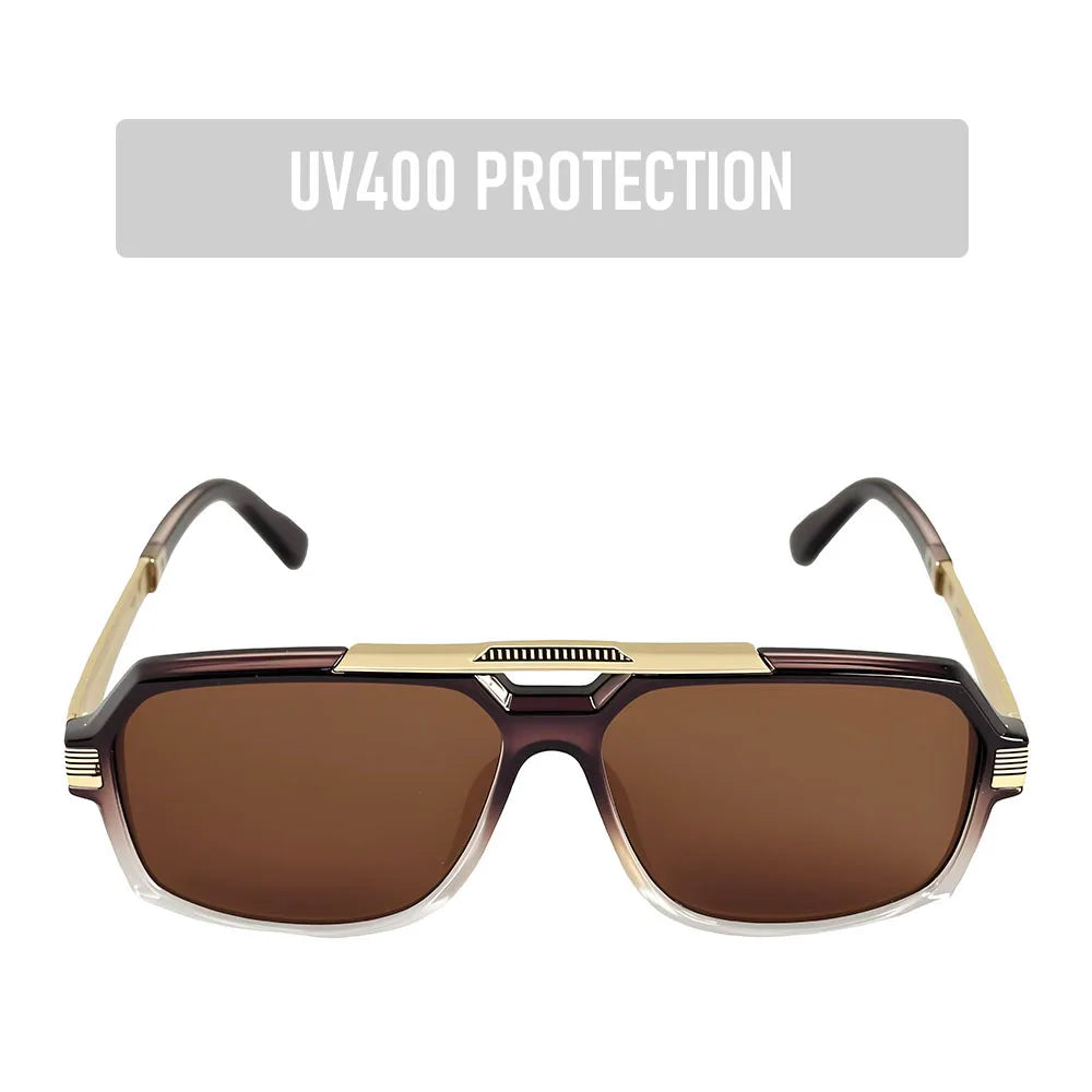 Square Metal Frame Sunglasses With UV400 Protection