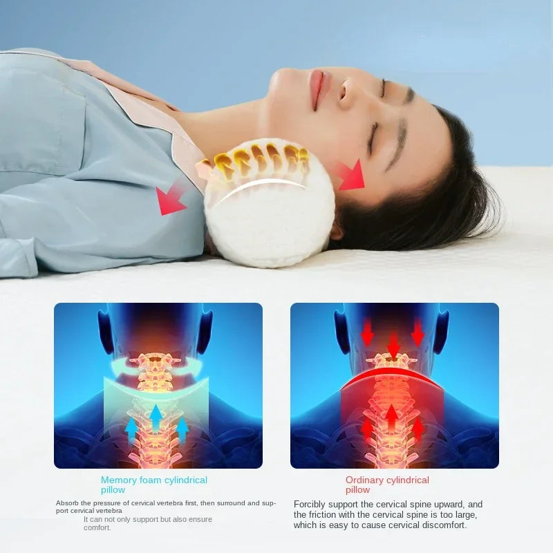 Slow Rebound Memory Foam Head Pillow Soft Cervical Pain Relief Round Pillows Multifunctional Relax Support Pillow for Leg Waist