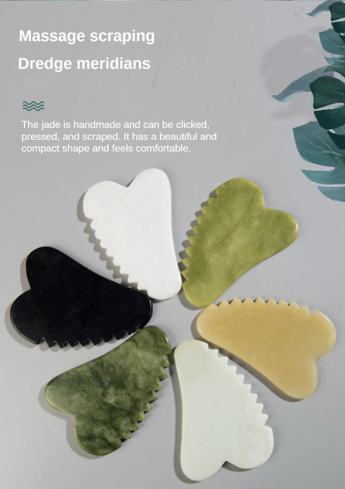Jade Stone Gouache Scraper Sawtooth Gua Sha Massage Tools For Body Meridian Scraping Face Lifting Slimming Skin Detox Beauty SPA