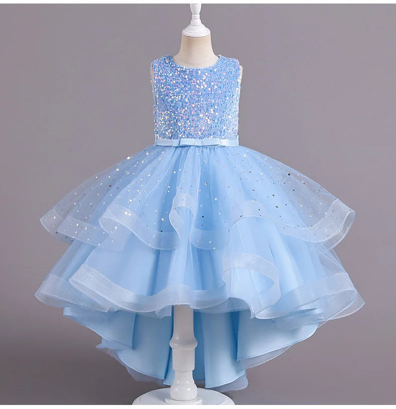 Sleeveless Ball Gown with Train Pageant and Recital Dress