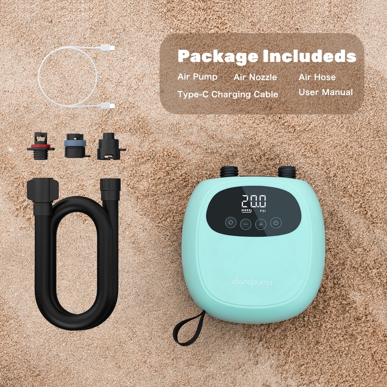 Electric Inflatable Kayak Boat Accessories 20PSI Cordless High Speed Dual Stage Air Inflator SUP Pump for Surfing Paddle Board