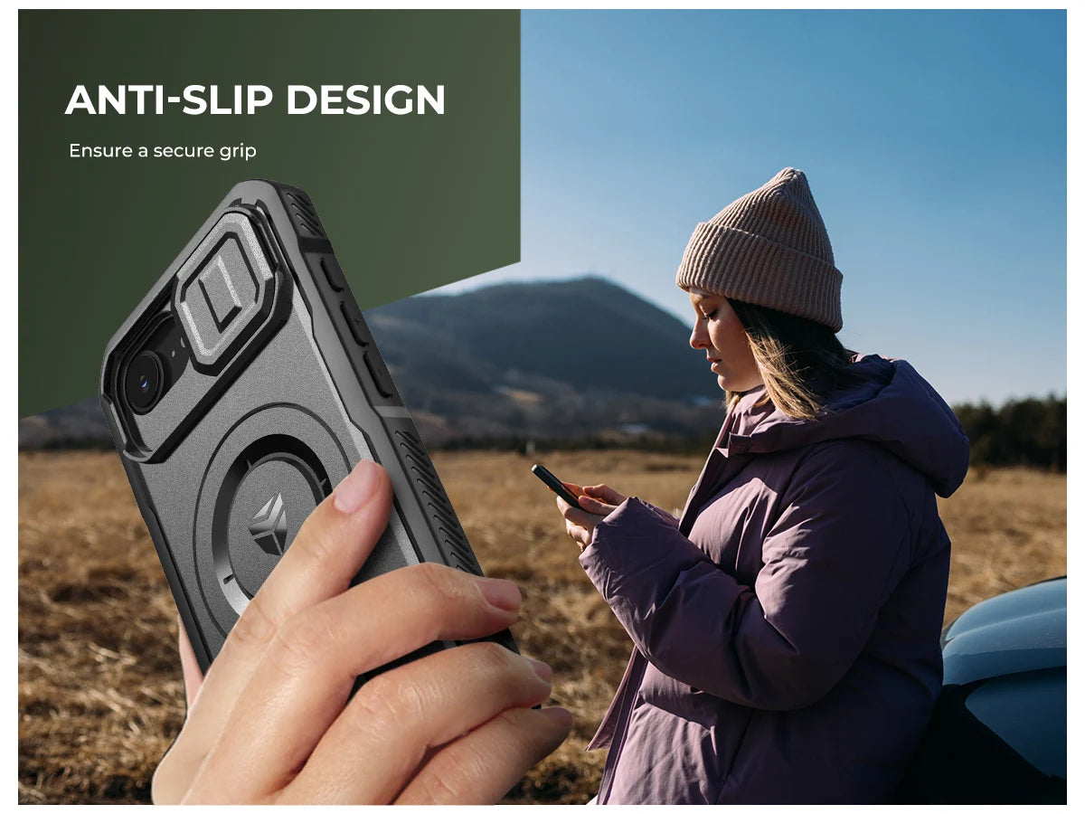 For iPhone 16e Compatible MagSafe Case with Slide Camera Cover and Adjustable Kickstand Shockproof Bumper Slim Protective Case