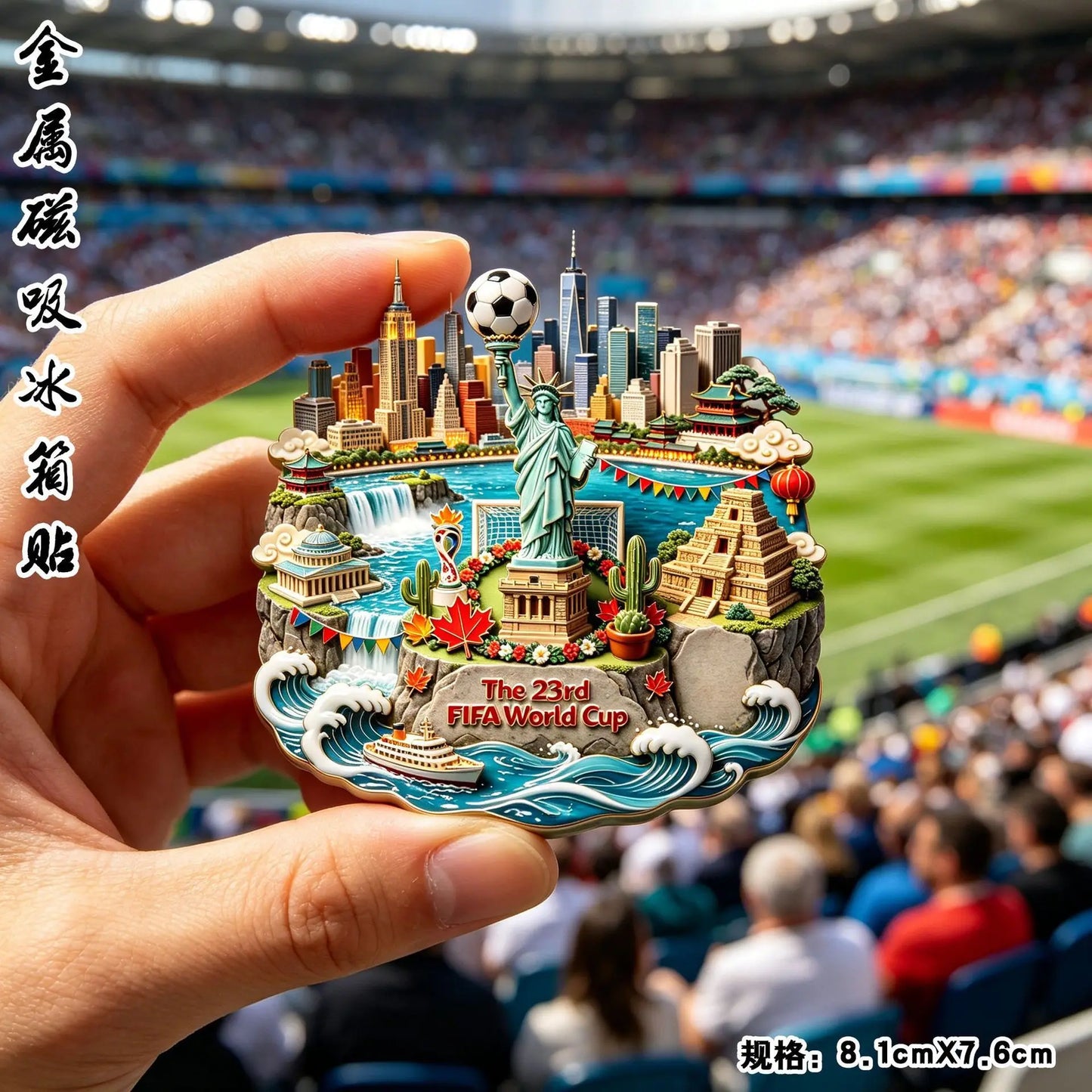 2026 Football Metal Fridge Magnet Soccer Fan Souvenir Home Decor