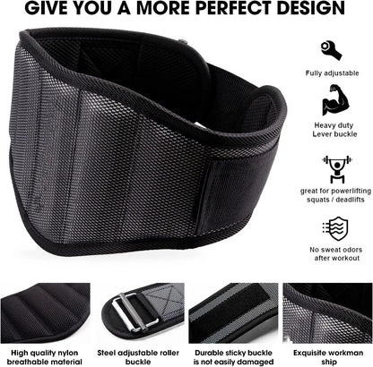 EVA WeightLifting Belt Back Support Workout Belt with Metal Buckle Men Women Gym Squats Deadlifts Powerlifting Cross Training