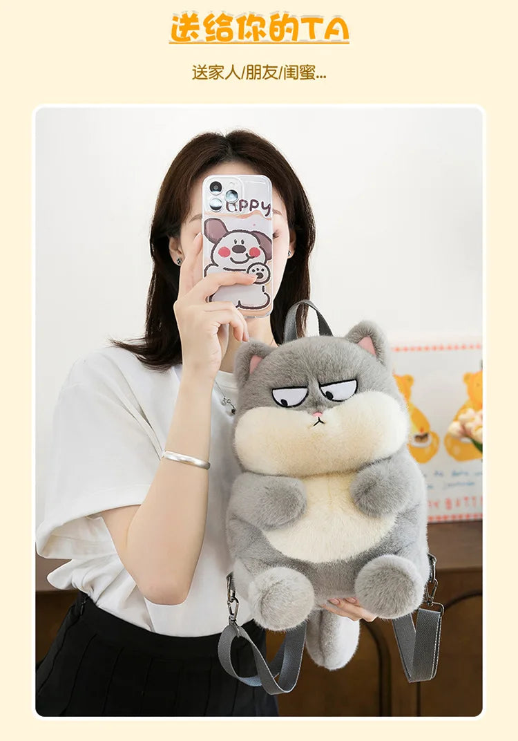 Kawaii Plush Stuffed Cat Doll Backpack Cute Kids Birthday Xmas Gift 2025 New Arrival Plush Toy for Children Girls Soft Cuddly