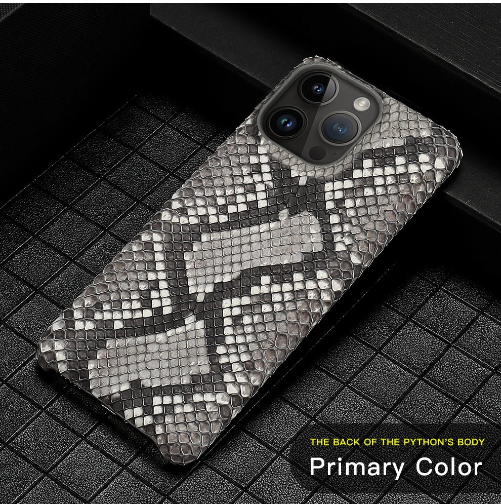 100% Genuine Python Leather Phone Cover Case For iPhone 16 15 14 Pro Max Plus 15Pro 14Pro 16Pro 16Plus Max Luxury