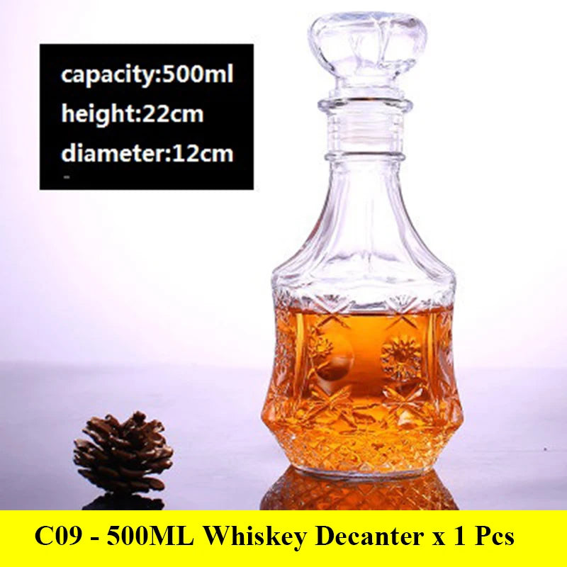 3 styles barware wine glass bottle 1000ml lead-free glass whiskey decanters for Liquor Scotch Bourbon