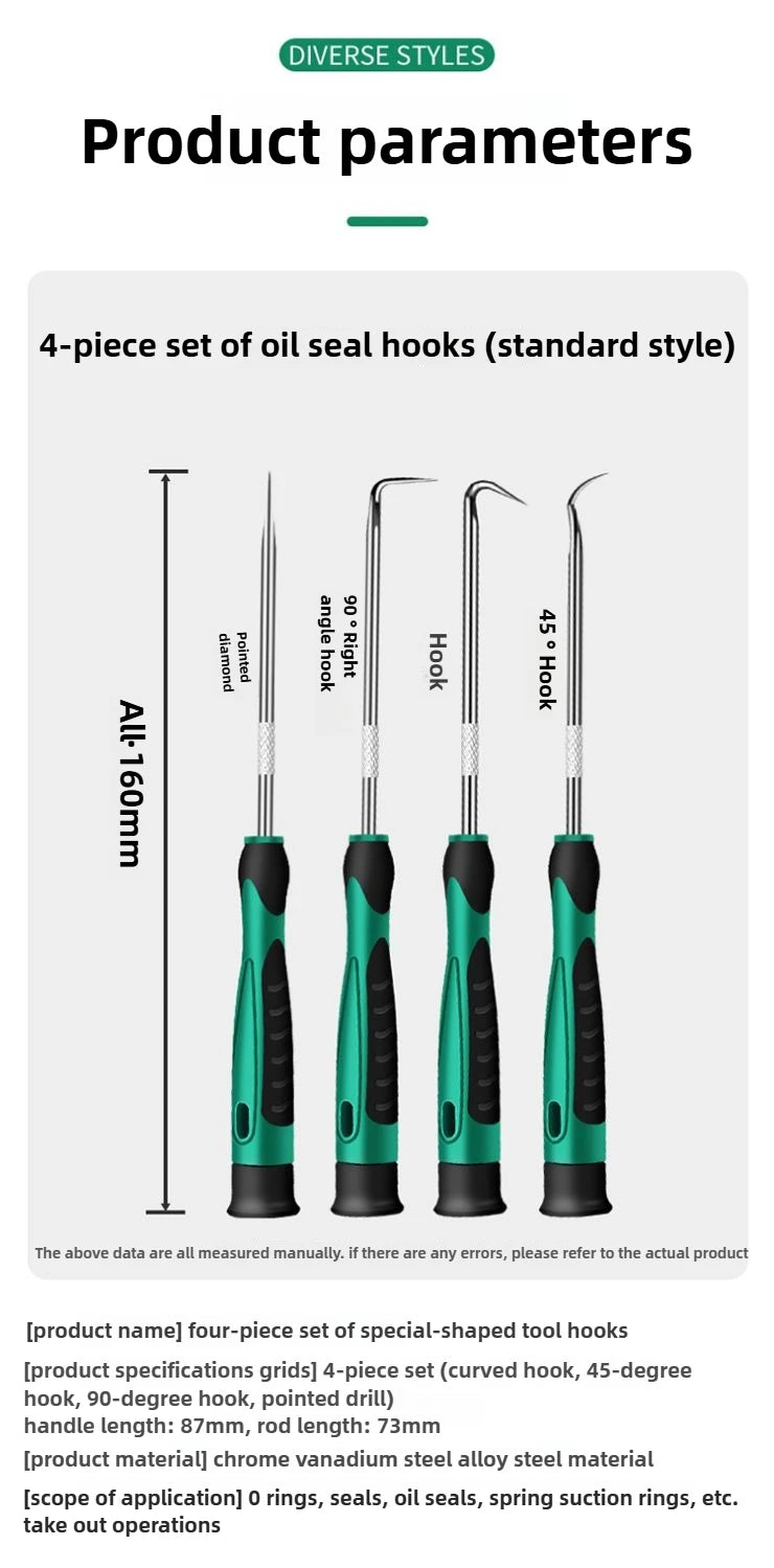 Car Auto Vehicle Oil Seal Screwdrivers Set O-Ring Seal Gasket Puller Remover Pick Hooks Tools Sealing Repair Tools 16cm 4Pcs