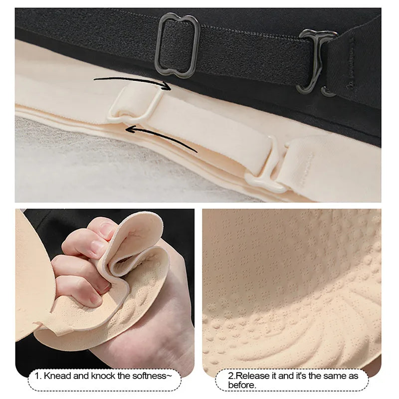 Womens Deep U Neck Seamless Wireless Plunge Bra
