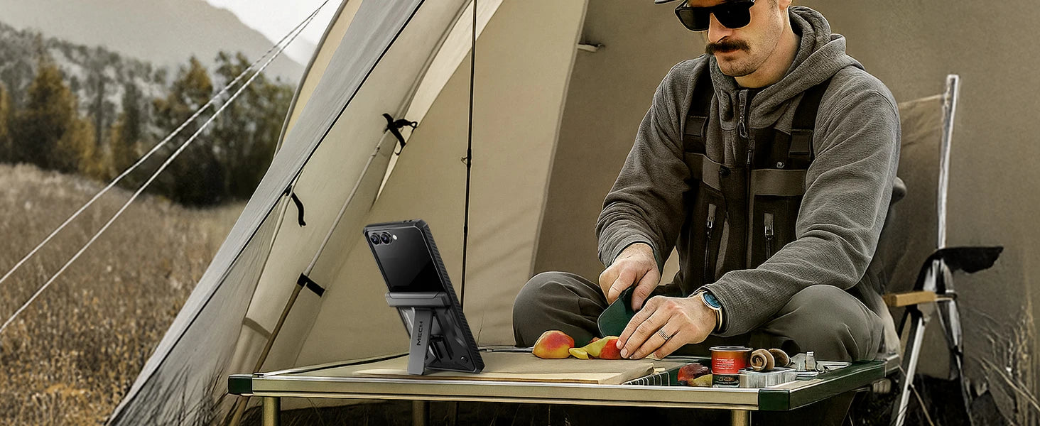 For Galaxy Z Flip 7 Case with Kickstand & 360° Rotatable Belt-Clip Built-in Privacy Screen Protector Hinge Protection Phone Case