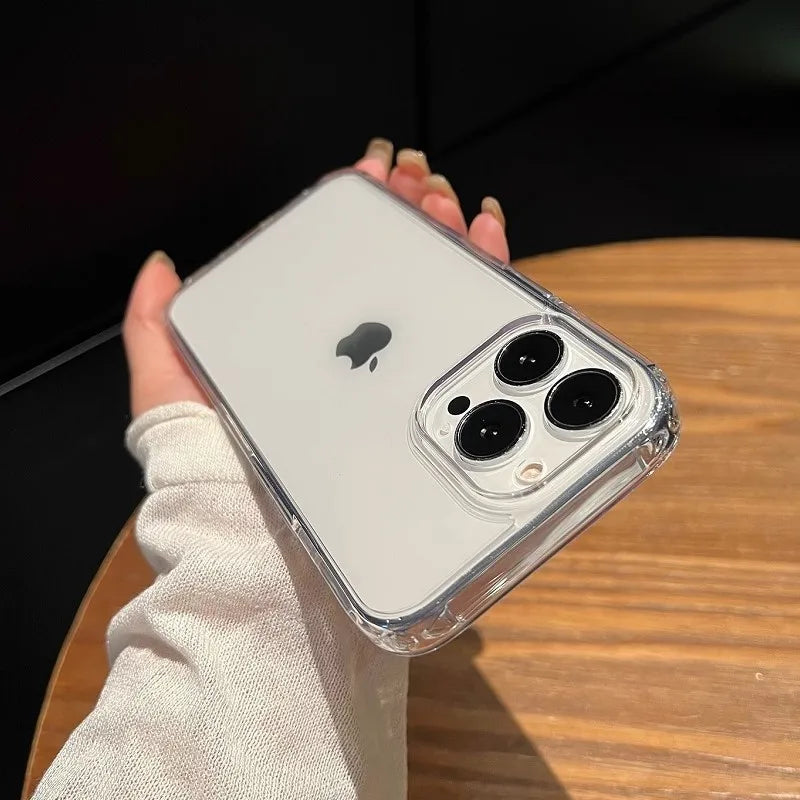 Luxury Transparent Soft Acrylic Phone Case for iPhone 17 Air 16 15 Pro Max 14 Pro Shockproof Cover