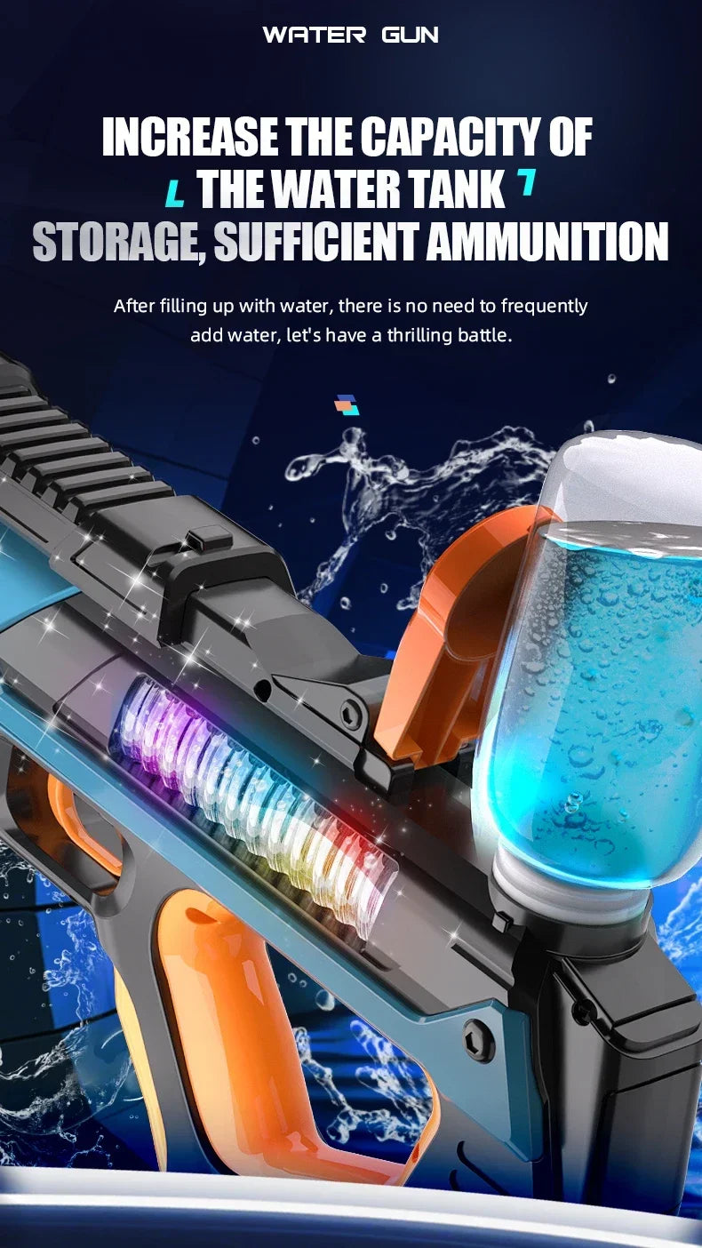 Full Electric Automatic Water Storage Gun – Portable Rechargeable Water Blaster for Summer Outdoor Play
