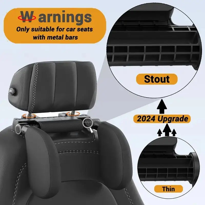 Car Headrest Pillow, Thickened Memory Foam Road Pal Headrest, Neck Support Pillow, 180° Adjustable Car Headrest, U- Shaped Desig