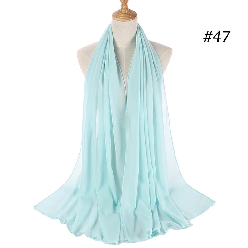 Muslim Chiffon Hijab Women Bubble Chiffon Scarf For Women Ladies Veil Muslim Islam Solid Color Malaysia Wrap Scarves